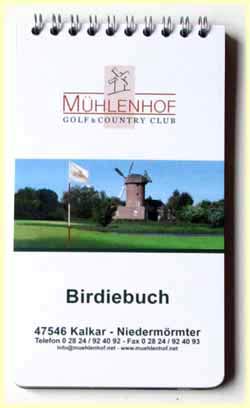 Het Birdiebuch van de M�hlenhof Golf & Country Club.
